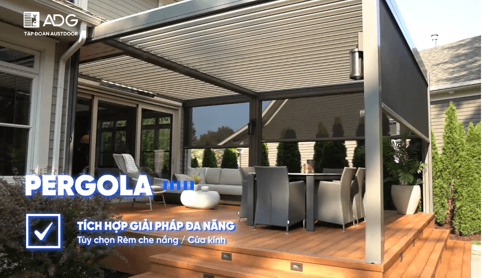 Pergola KP20 - Mái che xếp lật tự động cao cấp